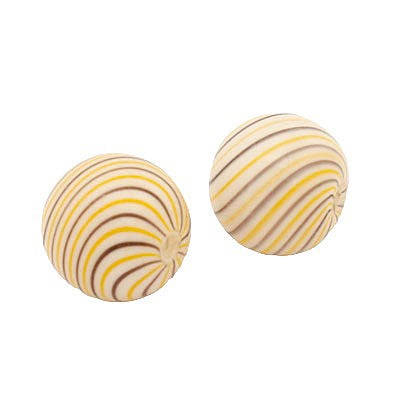 15 MM GLASS HOLLOW ROUND BEAD WHITE - ORANGE - BROWN - 1 PCS