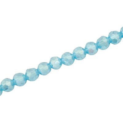 6MM FACETED ROUND CRYSTAL BEADS - APPROX 98/PCS - AQUA AB