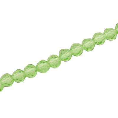 6MM FACETED ROUND CRYSTAL BEADS - APPROX 98/PCS - LIGHT GREEN