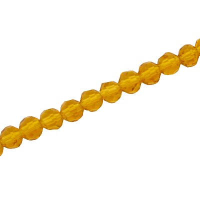 6MM FACETED ROUND CRYSTAL BEADS - APPROX 98/PCS - AMBER