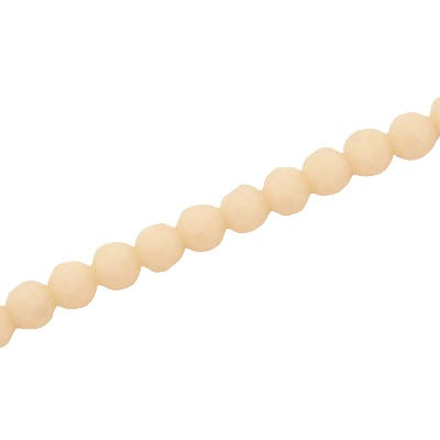 6MM FACETED ROUND CRYSTAL BEADS - APPROX 98/PCS - OPAQUE CREAM