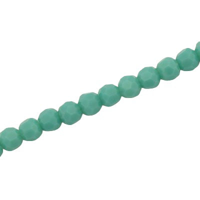 6MM FACETED ROUND CRYSTAL BEADS - APPROX 98/PCS - OPAQUE TURQ GREEN