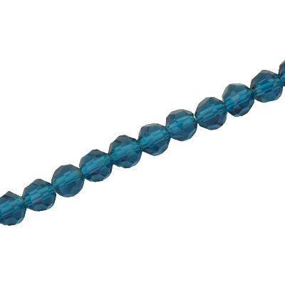 6MM FACETED ROUND CRYSTAL BEADS - APPROX 98/PCS - BLUE ZIRCON