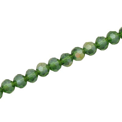 6MM FACETED ROUND CRYSTAL BEADS - APPROX 98/PCS - DARK GREEN AB