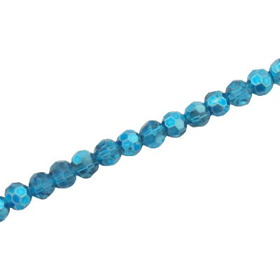 4MM FACETED ROUND CRYSTAL BEADS - APPROX 98/PCS - CRYSTAL METALLIC AQUA