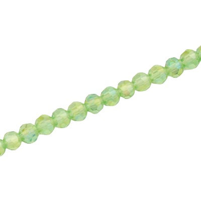 4MM FACETED ROUND CRYSTAL BEADS - APPROX 98/PCS - LIGHT GREEN AB