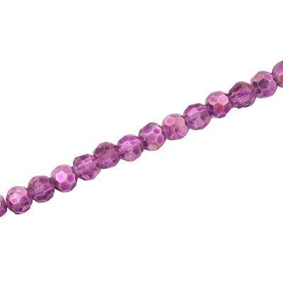 4MM FACETED ROUND CRYSTAL BEADS - APPROX 98/PCS - CRYSTAL METALLIC PINK