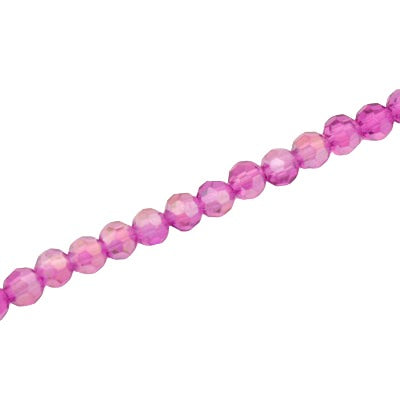 4MM FACETED ROUND CRYSTAL BEADS - APPROX 98/PCS - PINK PURPLE AB