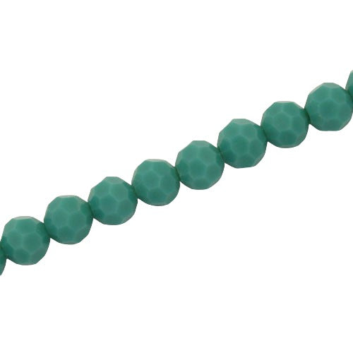 8MM FACETED ROUND CRYSTAL BEADS - APPROX 72/PCS  - OPAQUE GREEN TURQ