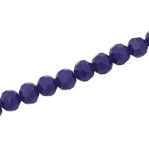 8MM FACETED ROUND CRYSTAL BEADS - APPROX 72/PCS  - OPAQUE ROYAL BLUE