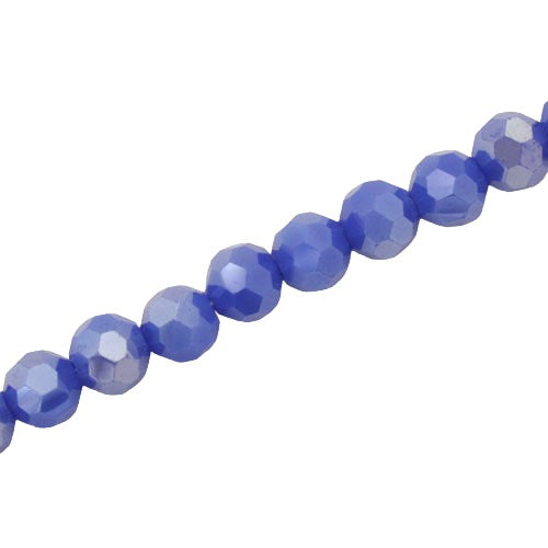 8MM FACETED ROUND CRYSTAL BEADS - APPROX 72/PCS  - BLUE AB