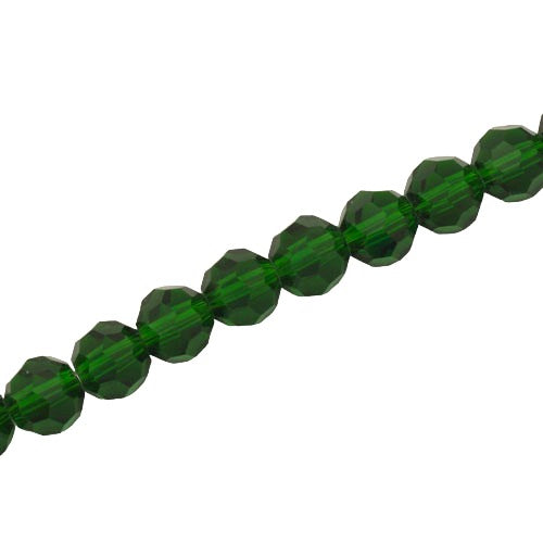 8MM FACETED ROUND CRYSTAL BEADS - APPROX 72/PCS  - DARK GREEN