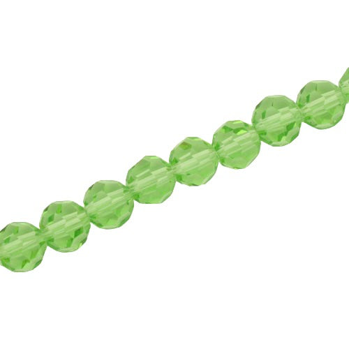 8MM FACETED ROUND CRYSTAL BEADS - APPROX 72/PCS  - LIGHT GREEN