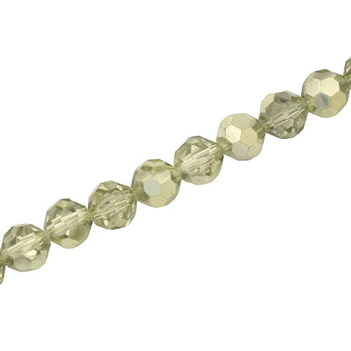 8MM FACETED ROUND CRYSTAL BEADS - APPROX 72/PCS  - CRYSTAL METALLIC LIGHT OLIVE