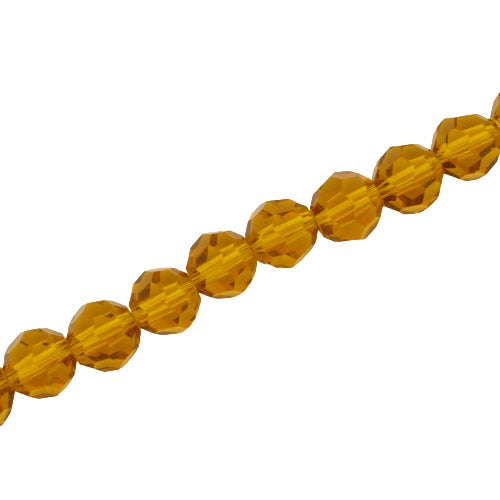 8MM FACETED ROUND CRYSTAL BEADS - APPROX 72/PCS  - AMBER