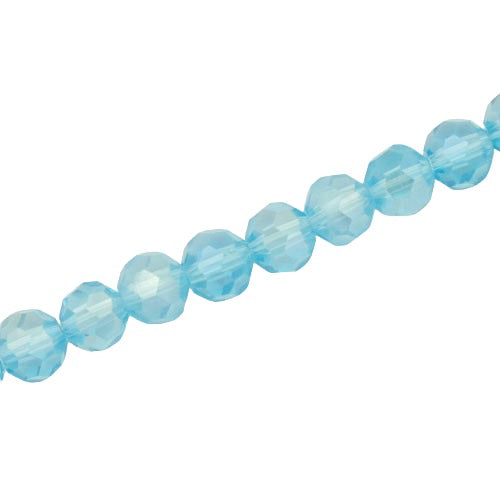 8MM FACETED ROUND CRYSTAL BEADS - APPROX 72/PCS  -  AQUA AB