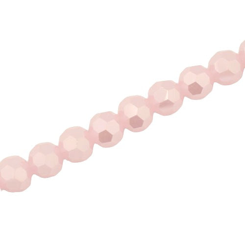 8MM FACETED ROUND CRYSTAL BEADS - APPROX 72/PCS  - ALABASTER PINK