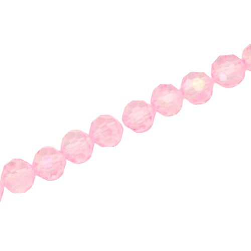 8MM FACETED ROUND CRYSTAL BEADS - APPROX 72/PCS  - PINK AB