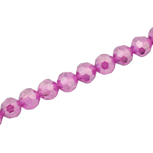 8MM FACETED ROUND CRYSTAL BEADS - APPROX 72/PCS  - PINK PURPLE
