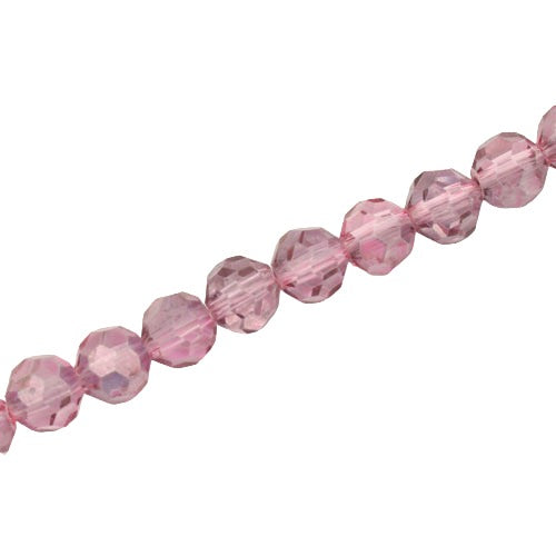 8MM FACETED ROUND CRYSTAL BEADS - APPROX 72/PCS  - CRYSTAL METALLIC PINK