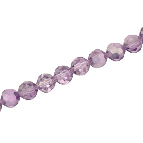 8MM FACETED ROUND CRYSTAL BEADS - APPROX 72/PCS  - CRYSTAL METALLIC PURPLE