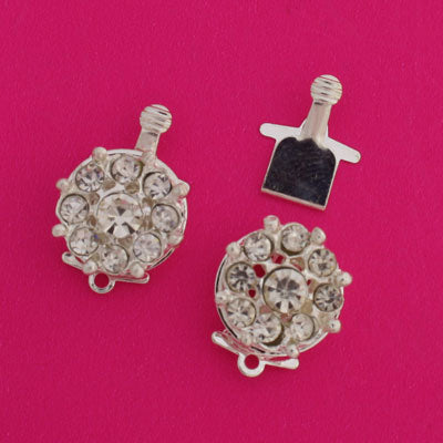 14 mm silver diamante clasp 1 set