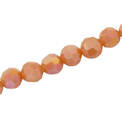 10 MM FACETED ROUND CRYSTAL BEADS APPROX 45/PCS - ALABASTER APRICOT