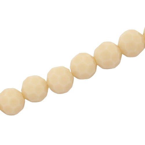 10 MM FACETED ROUND CRYSTAL BEADS APPROX 72/PCS - OPAQUE CREAM