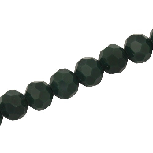 10 MM FACETED ROUND CRYSTAL BEADS APPROX 72/PCS - OPAQUE DARK GREEN