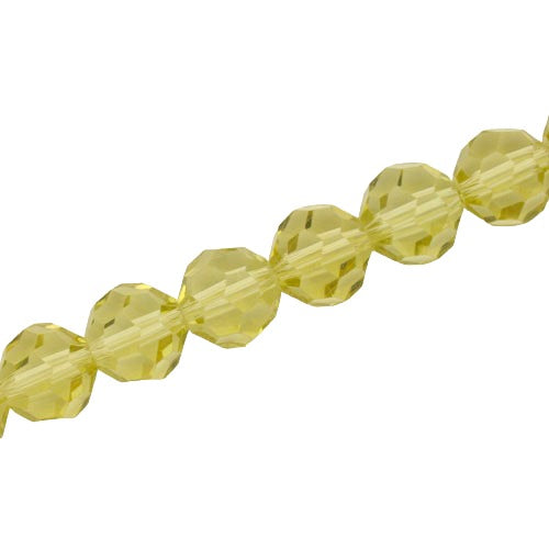 10 MM FACETED ROUND CRYSTAL BEADS APPROX 72/PCS - PALE YELLOW