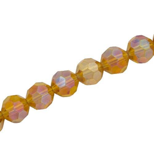 10 MM FACETED ROUND CRYSTAL BEADS APPROX 72/PCS - AMBER AB
