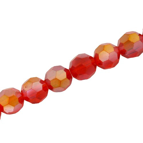 10 MM FACETED ROUND CRYSTAL BEADS APPROX 72/PCS - RED AB