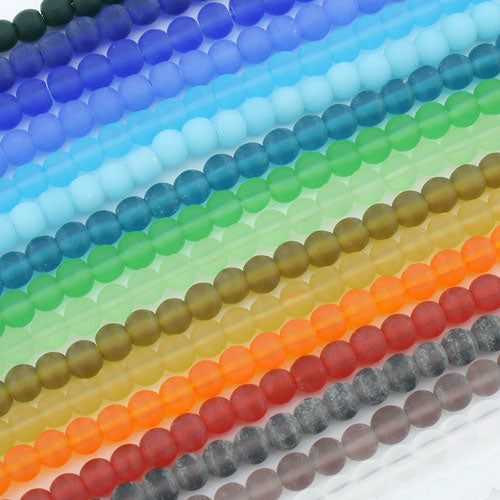 4 MM FROSTED BEAD STRAND / 20 COLOURS - 80 PCS EACH STRAND