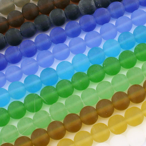 10 MM FROSTED BEAD STRAND / 11 COLOURS - 33 PCS EACH STRAND
