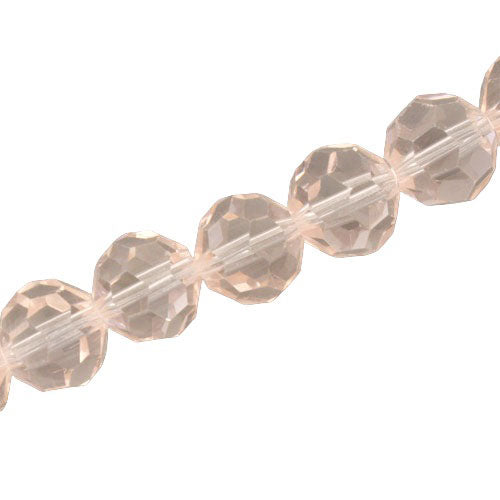12 MM FACETED ROUND CRYSTAL BEADS APPROX 50/PCS - LIGHT PINK