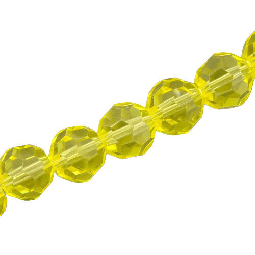12 MM FACETED ROUND CRYSTAL BEADS APPROX 50/PCS - YELLOW