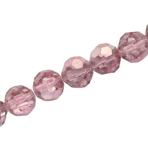 12 MM FACETED ROUND CRYSTAL BEADS APPROX 50/PCS - CRYSTAL METALLIC PINK