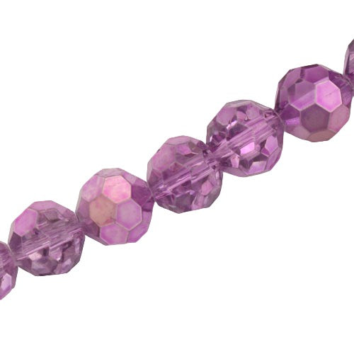 12 MM FACETED ROUND CRYSTAL BEADS APPROX 50/PCS - CRYSTAL METALLIC PURPLE