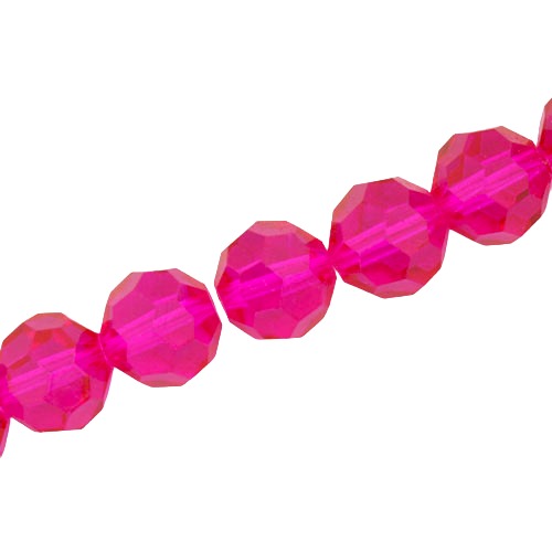 12 MM FACETED ROUND CRYSTAL BEADS APPROX 50/PCS - HOT PINK