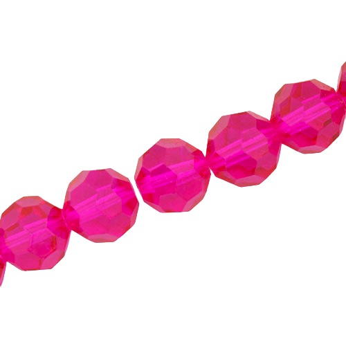 12 MM FACETED ROUND CRYSTAL BEADS APPROX 50/PCS - HOT PINK