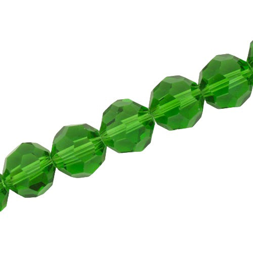 12 MM FACETED ROUND CRYSTAL BEADS APPROX 50/PCS - GREEN