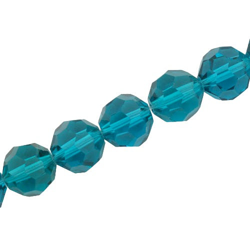 12 MM FACETED ROUND CRYSTAL BEADS APPROX 50/PCS - BLUE ZIRCON