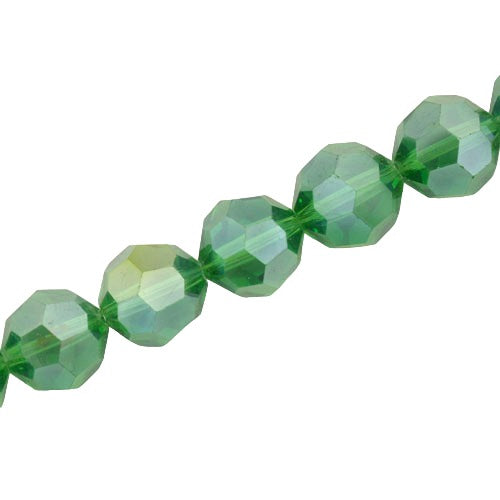 12 MM FACETED ROUND CRYSTAL BEADS APPROX 50/PCS - GREEN AB
