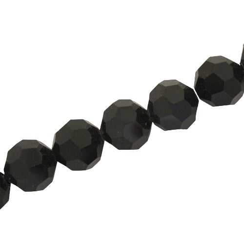 12 MM FACETED ROUND CRYSTAL BEADS APPROX 50/PCS - BLACK
