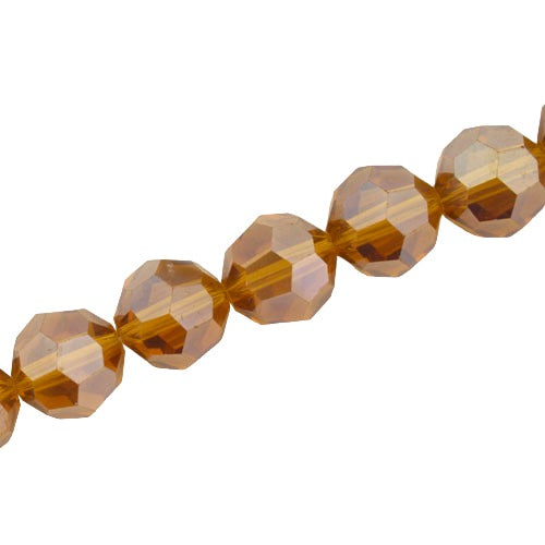 12 MM FACETED ROUND CRYSTAL BEADS APPROX 50/PCS - AMBER AB