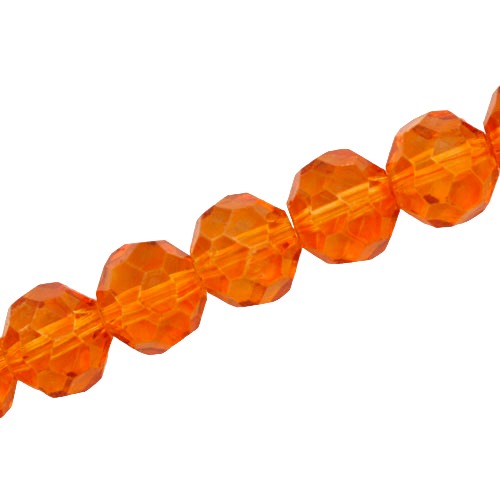 12 MM FACETED ROUND CRYSTAL BEADS APPROX 50/PCS - DARK ORANGE