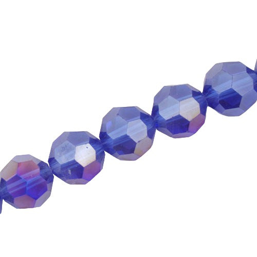 12 MM FACETED ROUND CRYSTAL BEADS APPROX 50/PCS - ROYAL BLUE AB