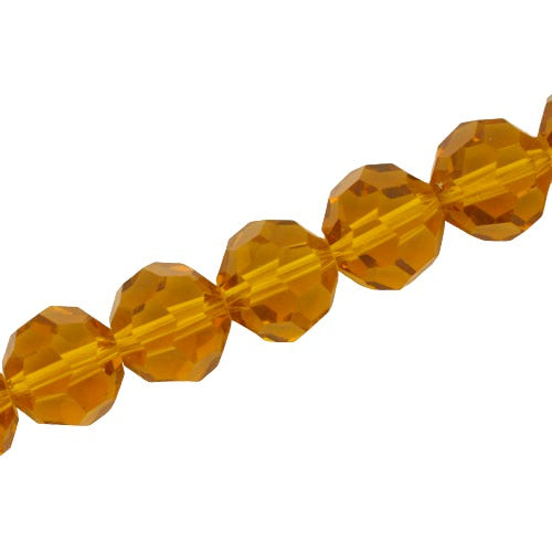 12 MM FACETED ROUND CRYSTAL BEADS APPROX 50/PCS - AMBER