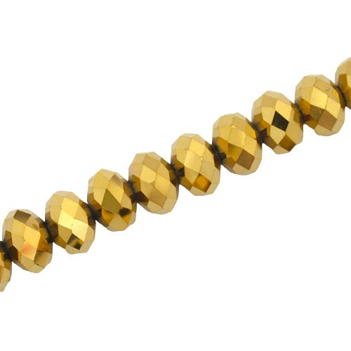 10 X 8 MM CRYSTAL RONDELLE  BEADS METALLIC GOLD - APPROX 72 / PCS