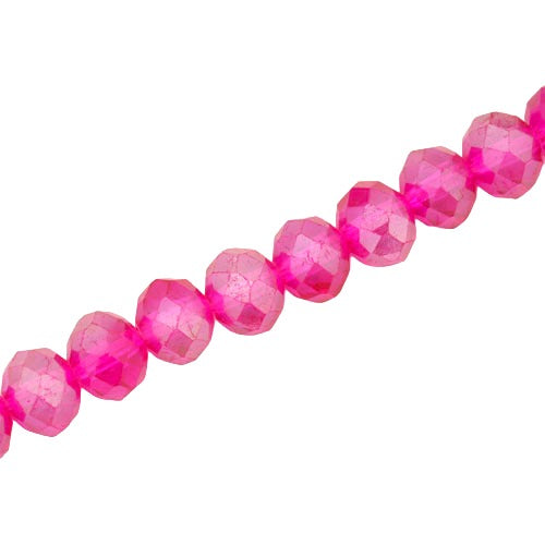 10 X 8 MM CRYSTAL RONDELLE  BEADS HOT PINK AB - APPROX 72 / PCS